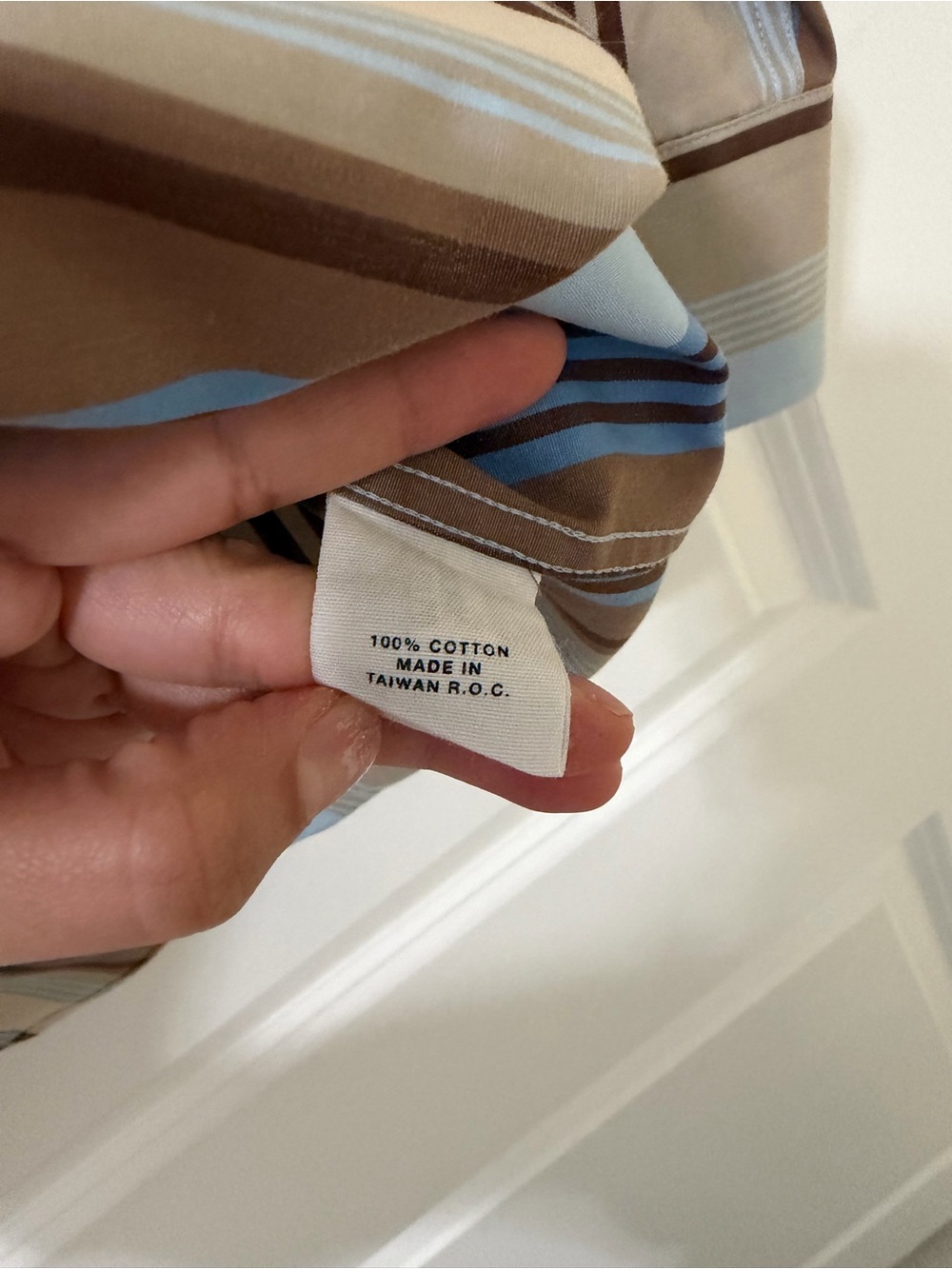 Express Men’s Dress Shirt Small S Blue Tan Brown Striped Button Up Long Sleeve - Picture 10 of 10